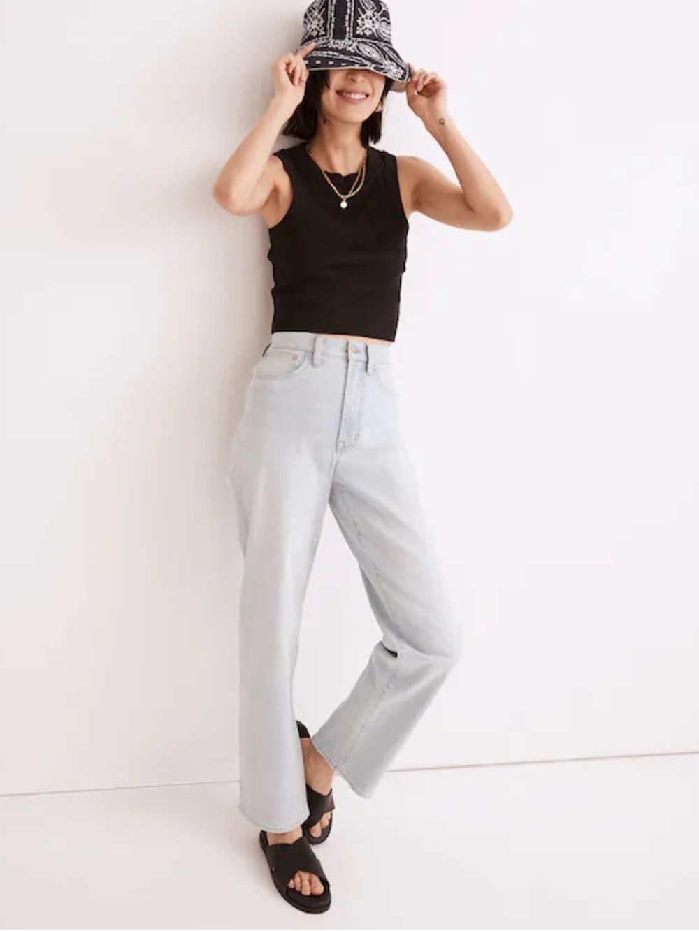 MADEWELL The Perfect Vintage Straight Jean in Mosedale Wash raw hem 26